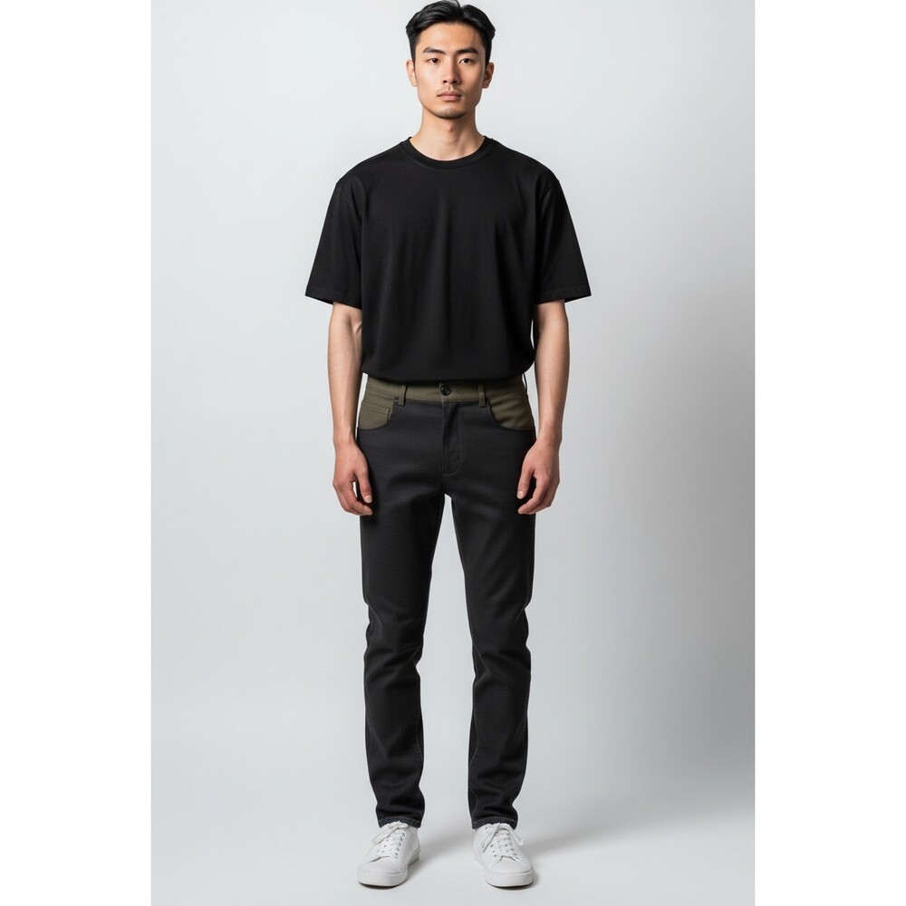 Yang Li 5 Pocket Contrast Trousers Size 46 US 30 S Mens Black Green $635